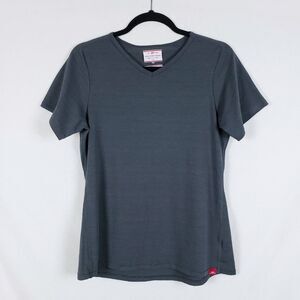 Giro Sport Design Cycling Top Womens L Gray V-Neck Short Sleeve Moisture Wick